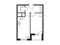 Планировка 1-комнатной квартиры, 39,7 м2