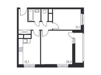 Планировка 2-комнатной квартиры, 58,5 м2
