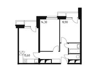 Планировка 2-комнатной квартиры, 54,1 м2