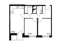 Планировка 2-комнатной квартиры, 57,5 м2