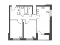 Планировка 2-комнатной квартиры, 57,7 м2