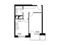 Планировка 1-комнатной квартиры, 38,3 м2