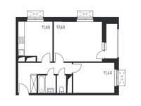 Планировка 2-комнатной квартиры, 55,6 м2