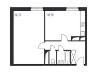 Планировка 2-комнатной квартиры, 58,7 м2