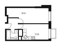 Планировка 1-комнатной квартиры, 40,23 м2