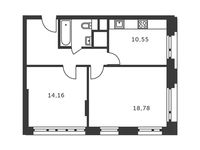 Планировка 2-комнатной квартиры, 56,03 м2