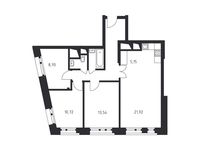 Планировка 3-комнатной квартиры, 75,85 м2