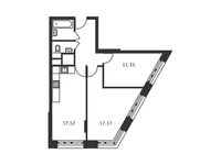 Планировка 2-комнатной квартиры, 57,71 м2