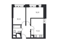 Планировка 2-комнатной квартиры, 42,06 м2