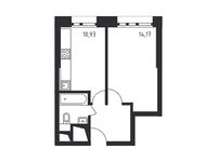 Планировка 1-комнатной квартиры, 33,92 м2
