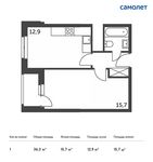 Планировка 1-комнатной квартиры, 36,3 м2