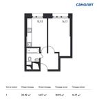Планировка 1-комнатной квартиры, 33,92 м2