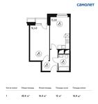 Планировка 1-комнатной квартиры, 42,4 м2