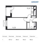 Планировка 1-комнатной квартиры, 37,7 м2