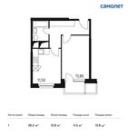 Планировка 1-комнатной квартиры, 38,3 м2