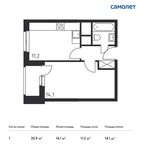 Планировка 1-комнатной квартиры, 32,9 м2