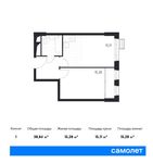 Планировка 1-комнатной квартиры, 38,84 м2