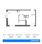 Планировка 1-комнатной квартиры, 43,26 м2