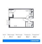 Планировка 1-комнатной квартиры, 37,7 м2