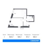 Планировка 1-комнатной квартиры, 35,24 м2