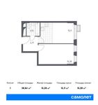 Планировка 1-комнатной квартиры, 38,84 м2