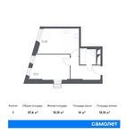 Планировка 1-комнатной квартиры, 37,6 м2