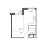 Планировка 1-комнатной квартиры, 37,3 м2