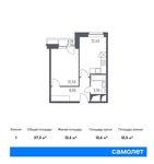 Планировка 1-комнатной квартиры, 37,3 м2