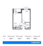 Планировка 1-комнатной квартиры, 36,2 м2