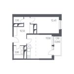 Планировка 2-комнатной квартиры, 48,4 м2