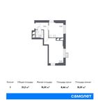 Планировка 1-комнатной квартиры, 31,2 м2