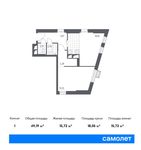 Планировка 1-комнатной квартиры, 49,19 м2