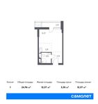 Планировка квартиры студии, 24,96 м2