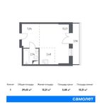 Планировка квартиры студии, 29,43 м2