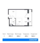 Планировка квартиры студии, 29,27 м2