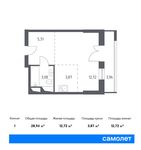 Планировка квартиры студии, 28,94 м2