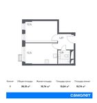 Планировка 1-комнатной квартиры, 35,13 м2