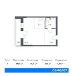 Планировка квартиры студии, 29,73 м2