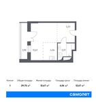 Планировка квартиры студии, 29,75 м2