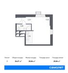 Планировка квартиры студии, 26,47 м2