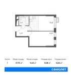 Планировка 1-комнатной квартиры, 37,93 м2