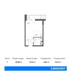 Планировка 1-комнатной квартиры, 34,37 м2