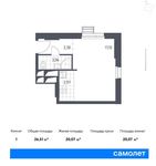 Планировка квартиры студии, 26,51 м2