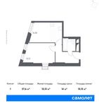 Планировка 1-комнатной квартиры, 37,6 м2