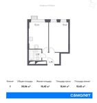 Планировка 1-комнатной квартиры, 33,6 м2