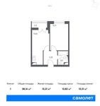 Планировка 1-комнатной квартиры, 38,1 м2