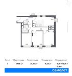 Планировка 3-комнатной квартиры, 69,95 м2