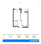 Планировка 1-комнатной квартиры, 37,1 м2