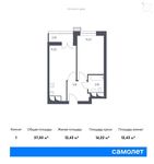 Планировка 1-комнатной квартиры, 37,03 м2