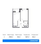 Планировка 1-комнатной квартиры, 37,83 м2